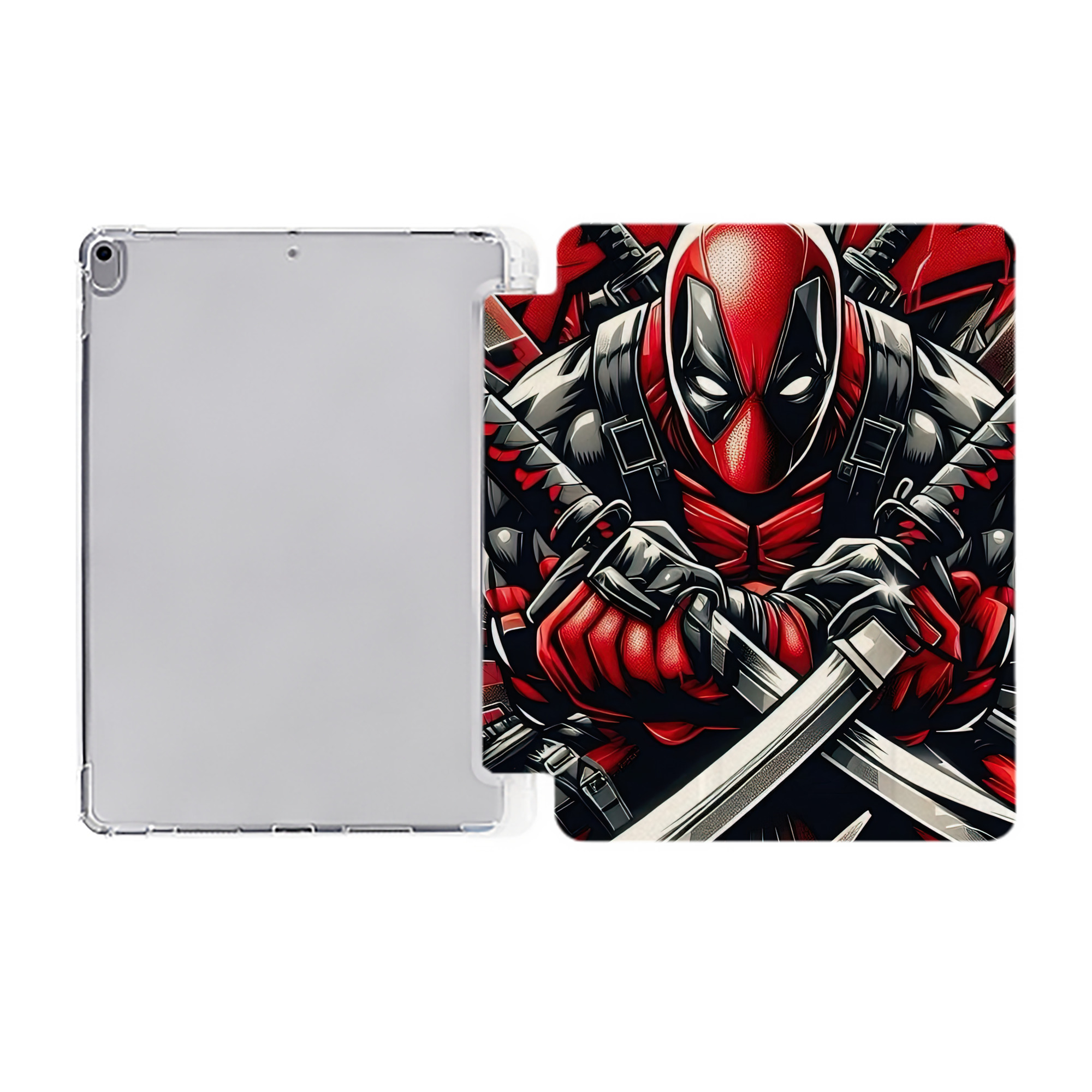 （画像用） Deadpool デッドプール IPad ケース ペン収納付き 三つ折りスタンド PUレザー×シリコン 対応機種9.5/10.5/10.9インチ
